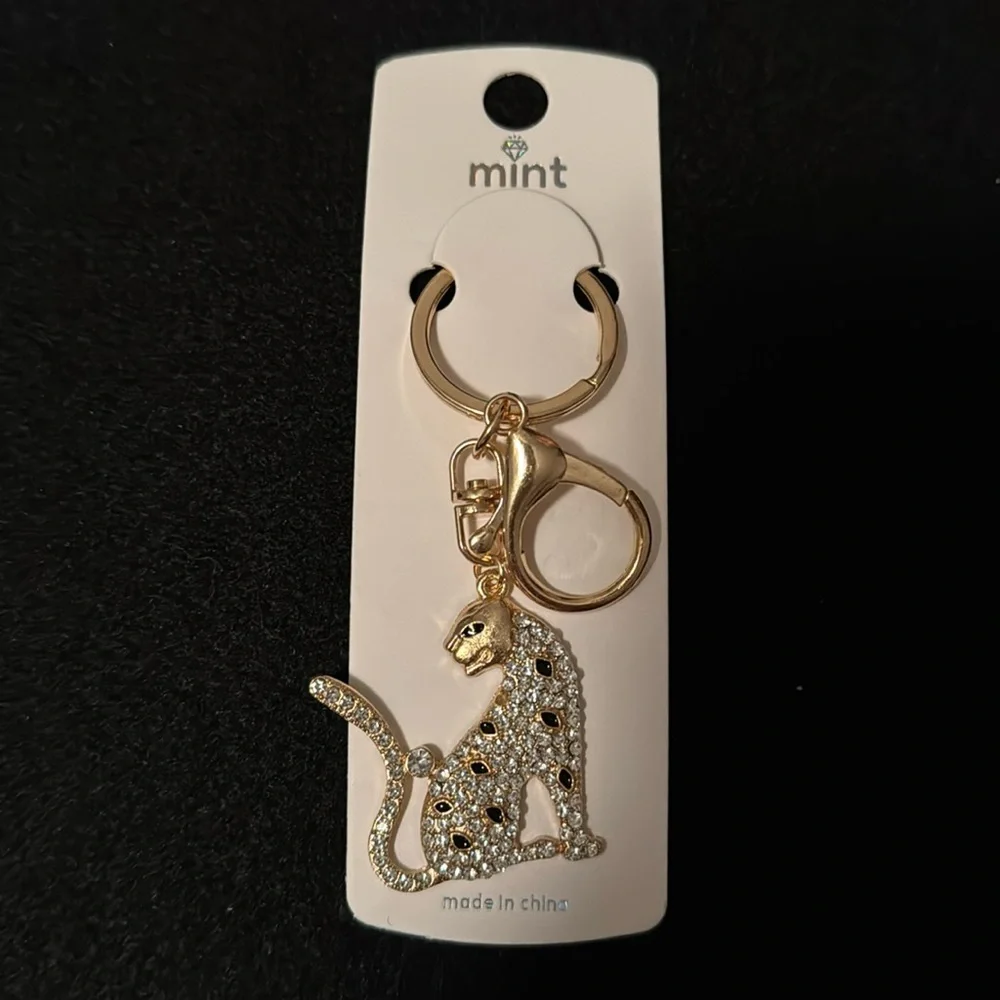 Rhinestone Cat Keychain Bag Charm